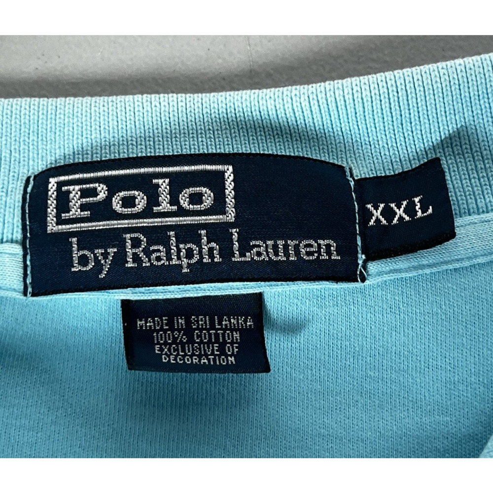 Polo Ralph Lauren Mens Polo Shirt XXL Aqua Light Blue Brushed Cotton - Picture 6 of 8